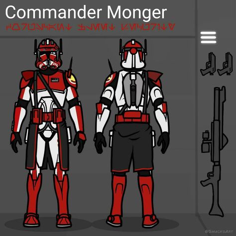 CC- 4010 is a clone commander and the leader of Iron Company and sends his men out to inspect any ship coming in and out of Coruscant. As an inspection officer, Monger has a short temper when people don't follow instructions and will not hesitate to use force if needed. He added a visor to his helmet after an incident where a hidden criminal slashed across his face with a vibrosword and nearly killed him. Custom Clone Trooper Designs, Commander Thorn, Coruscant Guard, Clone Legions, Star Wars Commando, Clone Armor, Clone Trooper Armor, There Are No Mistakes, Grand Army Of The Republic