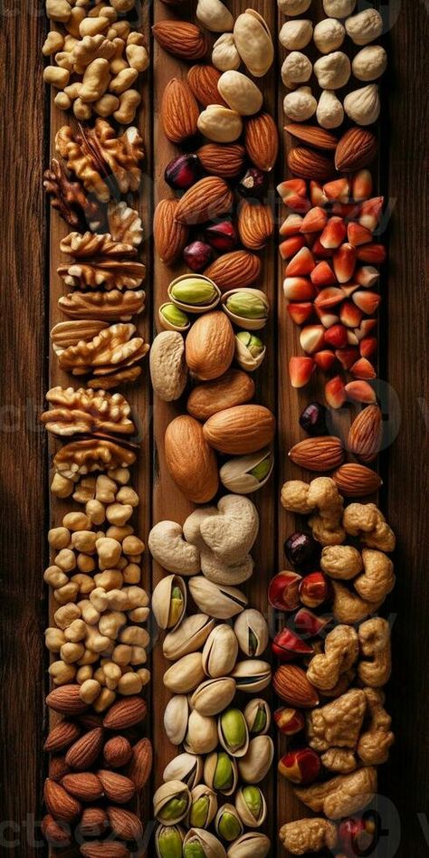 AI Generative cashews almonds pistachios macadamia mixed nuts healthy snack frame on wooden background Man Eating Food, Mix Dry Fruits, Tiny Portions, Dry Fruits Benefits, Fruits Benefits, Dried Fruit Recipe, Fruit Chips, Change Your Attitude, Fruit Chip