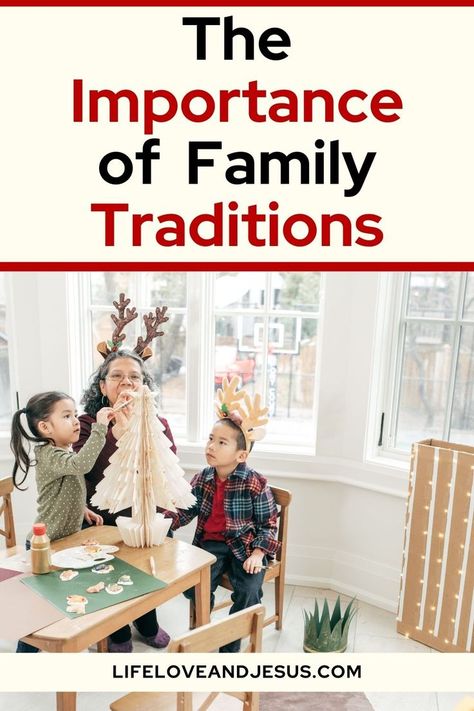 Every family has traditions. But do you know the importance of family traditions? Here are 5 reasons and some new traditions to consider. This free resource will have traditions for the holidays, seasonal, or household traditions the whole family will love. The Importance Of Family, Creative Activities, Family Traditions, Family Life, The Whole, Home And Family, Jesus, Parenting, Holidays