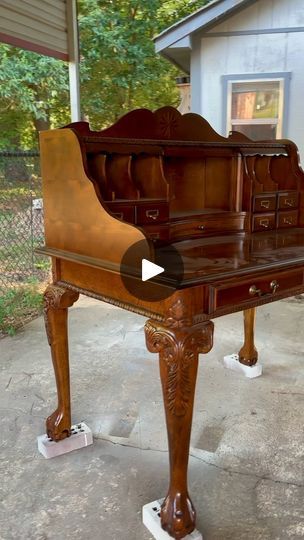 2.2K views · 1.1K reactions | This was a client owned desk that I had been commissioned to modernize.  I invested $0 for the desk, about $20 in supplies, and a lot of hours in prep & I charged $300.  Honestly, the prep is 90% of every flip.  I logged 13 hours in prep time on this desk and another 2 hours in painting and refinishing it. 

Here’s how I did it:
*Stripped all of the old finish off using a @kleanstripproducts Premium chemical stripper (7 hours)
*sanded the entire piece down with 120 grit, 180 grit, 220 grit,  with my dewalt orbital sander and hand sanded the details (this took 6 hours)
*brushed on black paint in the color Black by @behrpaint in a Satin finish for the trim, cubbies, and drawer fronts
*mixed up a black paint wash, for the remainder of the desk, using the same bla Dewalt Orbital Sander, Paint Wash, Paint Crafts, The Color Black, Orbital Sander, 13 Hours, Paint Projects, The Desk, 7 Hours