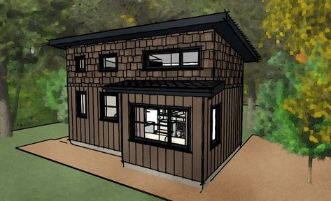 A 10x20 tiny cabin/home with one bathroom and open loft space. . Once purchased, you'll receive a pdf file that includes exterior elevations, detailed dimensions, and window/door schedules. DISCLAIMER: These plans were produced by myself and were not prepared by or checked by a licensed architect and/or engineer. I do not represent or imply myself to be a licensed architect and/or licensed engineer. Enjoy these plans but use them at your own discretion. 10 X 20 Tiny House, Nordic House Plans, Tiny House With Loft, House With Loft, Retirement House Plans, Scandinavian Cabin, Beautiful Small Homes, House Plan With Loft, Open Loft