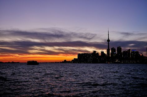 Sunset shot of Toronto harbour On My Way, Engagement Shoot, The East, Engagement Shoots, My Way, New York Skyline, Toronto, The City, Travel