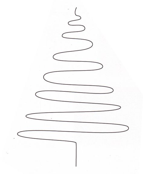 Christmas Tree Line Drawing, Simple Christmas Tree Drawing, Crismas Tree, Tree Line Drawing, Tree Drawing Simple, Flourish Calligraphy, Christmas Tree Drawing, Christmas Tree And Santa, Gift Drawing