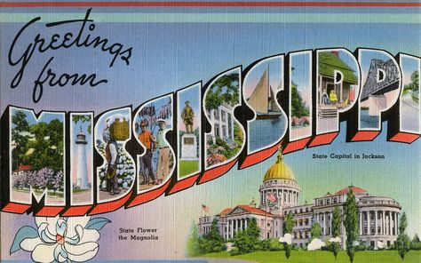 Greetings from Mississippi - Large Letter Postcard | by Shook Photos Lake City Florida, Maine Postcard, Old Orchard Beach, Postal Vintage, Old Orchard, Travel Postcard, Big Letters, U.s. States, Large Letters