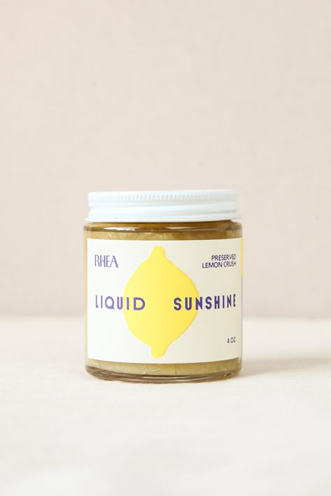 Liquid Sunshine - Preserved Lemon Crush – Earthen Lemon Concentrate, Preserves Packaging, Every Day In Every Way, Jam Packaging, Grilled Chicken Kabobs, Seared Fish, Liquid Sunshine, Preserved Lemon, Bottle Label Design