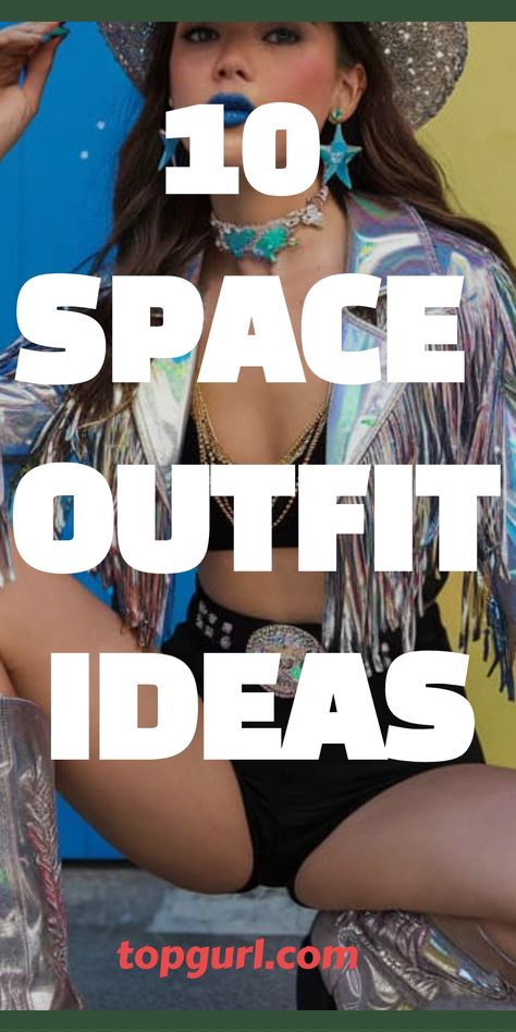 Out-of-this-world space costume ideas that will make you the center of attention - ready to discover the ultimate cosmic style. Space Inspired Costume, Space Costumes Women, Space Woman Costume, Cosmic Outfit Ideas, Diy Space Costume Women, Out Of This World Outfit, Out Of This World Costume, Milky Way Costume, Outer Space Outfit Ideas