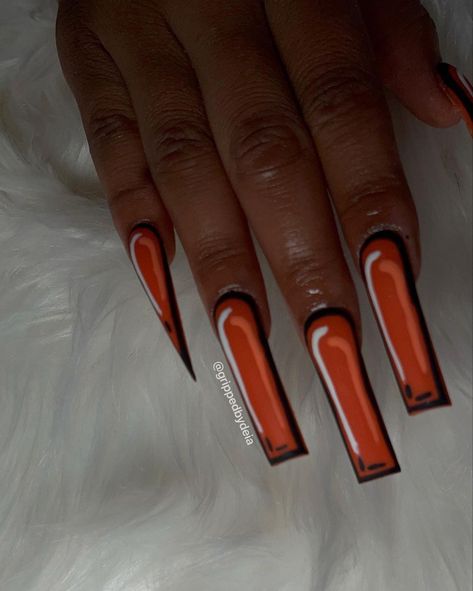 Xl Long Acrylic Nails, Summer Nails 2018, Nails 2018, Nail Art Designs Diy, Long Acrylic, Winter Nail, Orange Nails, Long Acrylic Nails, Winter Nails