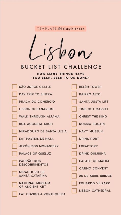 Lisbon Bucket List, Bucket List Challenge, Things To Do In Lisbon, Lisbon Travel Guide, Portugal Travel Guide, List Challenges, Lisbon Travel, Voyage Europe, Travel Checklist