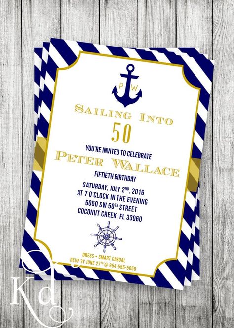 Pastors Birthday, Yacht Party Theme, Cruise Theme Parties, Nautical Birthday Invitations, Surprise 60th, Beach Cookies, 48 Birthday, Nautical Birthday Party, 60th Bday