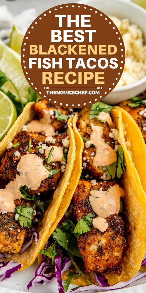 Blackened Fish Tacos, Blackened Fish, Blacken Fish, Dinner Recipes With Ground Beef, Recipes With Ground Beef, Fish Dinner Recipes, Fish Tacos Recipe, Dinner Recipes For Family, Fish Recipes Healthy