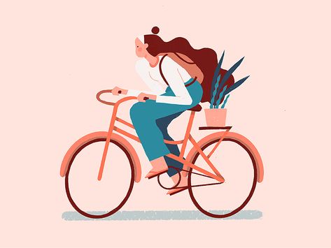 Bicycle Illustration, Cycling Girl, Bike Drawing, Bike Illustration, Procreate Ipad Art, Bike Photography, Motion Design Animation, Animation Design, Flat Illustration