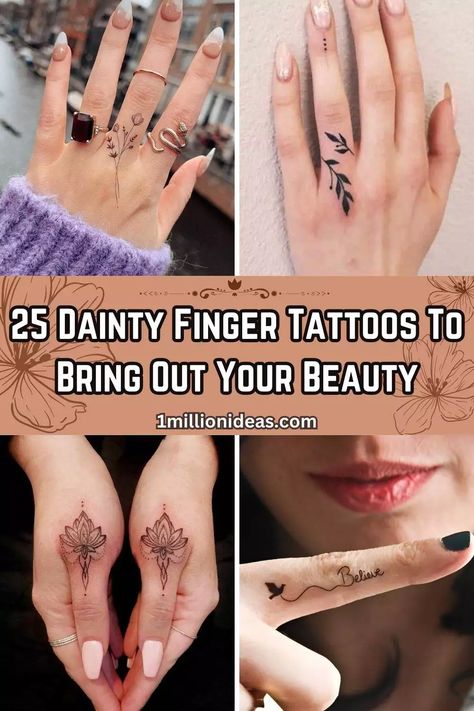 25 Dainty Finger Tattoos To Bring Out Your Beauty - 162 Small Stick And Poke Finger Tattoos, Dainty Hand And Finger Tattoos, Womens Delicate Hand Tattoos, Mom Daughter Finger Tattoos, Henna Ring Finger, Women's Finger Tattoos, Nurse Finger Tattoo, Cute Ring Finger Tattoos, Beautiful Finger Tattoos