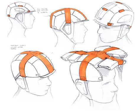 Headgear Sketches, Helmet Design Sketch, Dinner With Kids, Helmet Sketch, Product Design Process, Product Design Sketch, Helmet Concept, Art Appliqué, Industrial Design Sketch