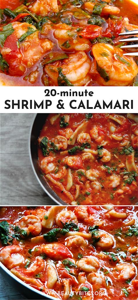 Shrimp In Tomato Sauce, Cooking Calamari, Calamari Recipes, Squid Recipes, Healthy Dinner Recipe, Shrimp Recipes Healthy, Easy Healthy Dinner, Healthy Shrimp, Clean Eating Meal Plan