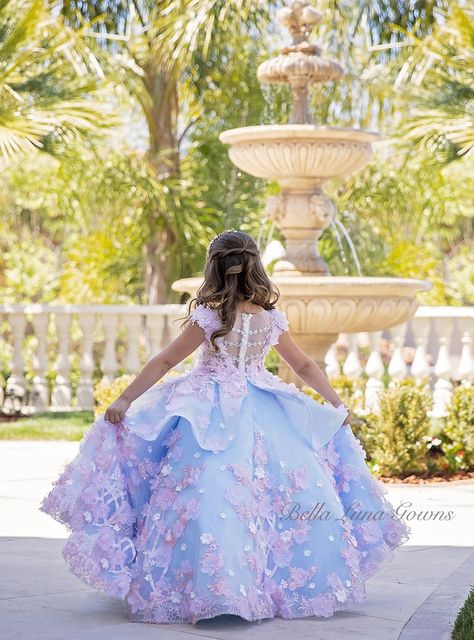 HAUTE COUTURE Dress, Girls Formal Blue and Pink Ball Gown Princess Dress, Girls Pageant Dress, Flower Girl Dress, Birthday Dress - Etsy Mini Quinceanera Dress For Kids, Kids Gown Princesses, Ball Dresses For Kids, Ball Gown For Girls Kids, Princess Gown For Kids, Princess Dresses Kids Ball Gowns, Kids Gowns, Kids Princess Dress, Ball Gowns For Kids