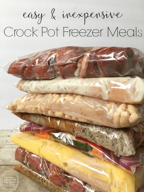 One Bag Freezer Meals Crock Pot, Crockpot Ziplock Meals, Ziplock Bag Meal Prep, Pork Loin Freezer Meal Crock Pot, Crock Pot Freezer Meals, Roast Stew, Chili Beef, Macaroni Noodles, Freezer Dinners