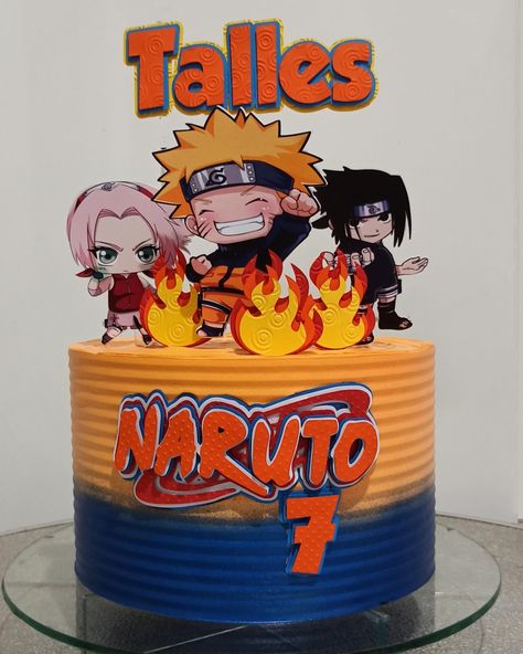 Naruto Cake, Bolo Naruto, Naruto Birthday, Rectangle Cake, Anime Cake, Gorgeous Cakes, Pink Cake, 7th Birthday, Lilo And Stitch