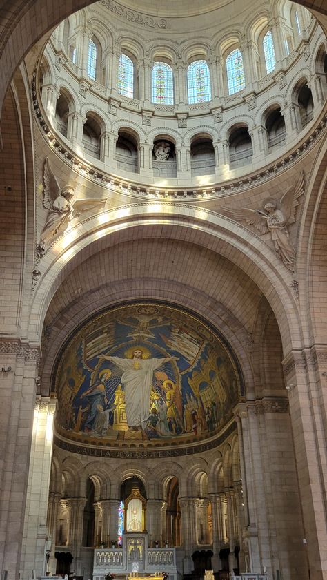 Montmartre cathedral church mural, Paris, France Church Mural, Cathedral Church, Paris France, Vision Board, Mural, Paris, France, Collage, Pins