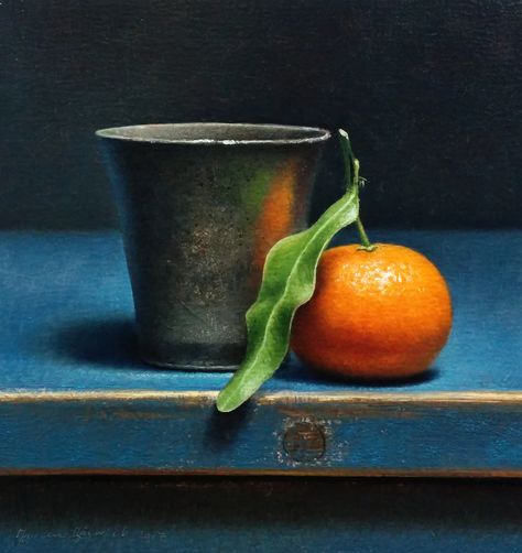 Jos Van Riswick | OIL | Still Life With 18th Century Pewter Cup and Tangerine Oil Painting Videos, Oil Painting Lessons, Still Life Artists, Oil Painting For Beginners, Still Life Paintings, Oil Painting Tutorial, Oil Painting Techniques, Painting Demo, Life Paintings