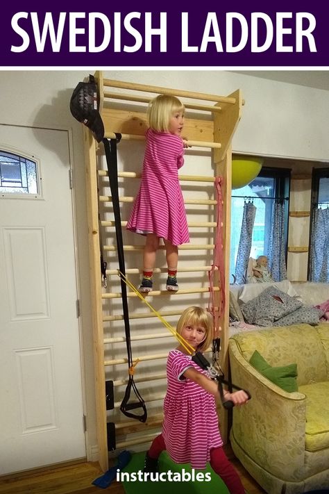 The Swedish ladder, otherwise called a stall bar, is a great aide for backbends, bar work, and handstands. #Instructables #workshop #woodshop #woodworking #carpentry #exercise #gymnastics #workout Swedish Ladder, Home Yoga Room, Diy Home Gym, Diy Ladder, No Sew Curtains, Carriage Bolt, Easy Build, Pull Up Bar, Diy Bar