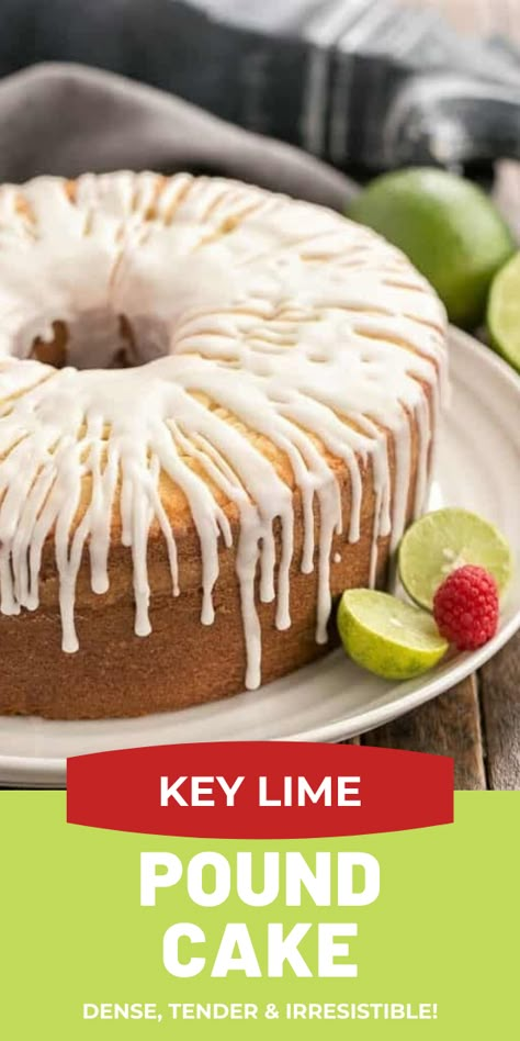 Key Lime Pound Cake - dense, fine crumb cake with a sweet-tart citrusy drizzle #dessert #cake #easyrecipe #lime #keylime #citrus #tropical #StPatricksDay #poundcake #thatskinnychickcanbake Lime Bundt Cake Recipe, Lime Bundt Cake, Key Lime Bundt Cake, Key Lime Cake Recipe, Lime Cake Recipe, Key Lime Bars, Key Lime Pound Cake, Lime Pound Cake, Key Lime Desserts