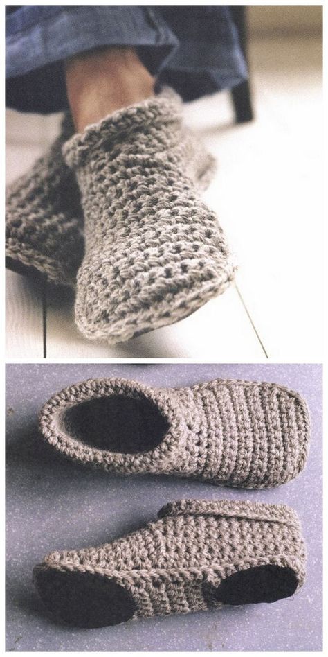 Crochet Slipper Boots, Crocheted Slippers, Crochet Slipper, Crochet Slippers Free Pattern, Crochet Shoes Pattern, Craft Crochet, Crochet Slipper Pattern, Crochet Socks, Slippers Pattern