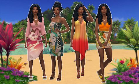 mmcc and lookbooks: Island Living Lookbook Sims 4 Cc Sulani Clothes, Sims 4 Cc Sulani, Sims 4 Cc Island, Sims Fits, Island Clothes, Too Faced Natural Matte, Crochet Festival Top, Cc Clothes, Crochet Festival