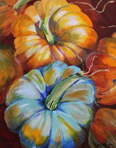 Thanksgiving Art Painting, Gouache Pumpkin Painting, Gouache Pumpkin, Pumpkin Pour Painting, Acrylic Pour Pumpkin, Acrylic Pour Pumpkin Painting, Pumpkins Oil Painting, Ali Kay, Fruit Paintings