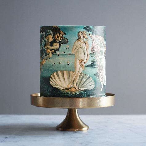 "Birth of Venus" cake inspired by Sandro Botticelli Tortik Annushka, Creative Pie Crust, Creative Pies, Peacock Wedding Cake, Artist Cake, Baking School, Art Cakes, Food Artists, Decorative Cakes