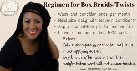 Box braids regimen Wash Box Braids, Bob Box Braids Styles, Style Box Braids, Box Braids Tutorial, Braids Step By Step, Protective Braids, Twist Box Braids, Curly Hair Braids, Short Box Braids