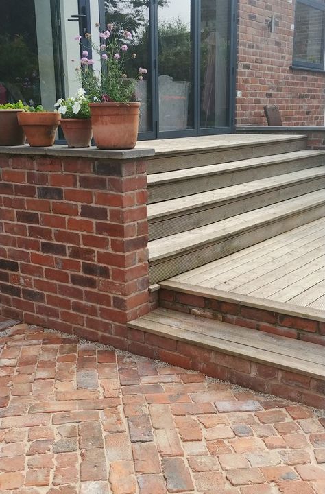 How to Lay a Patio from Reclaimed Bricks — Alice de Araujo Reclaimed Brick Patio, Brick Patio Ideas, Laying A Patio, Brick Ideas, Brick Pathway, Brick Projects, Brick Steps, Brick Patio, Garden Walls