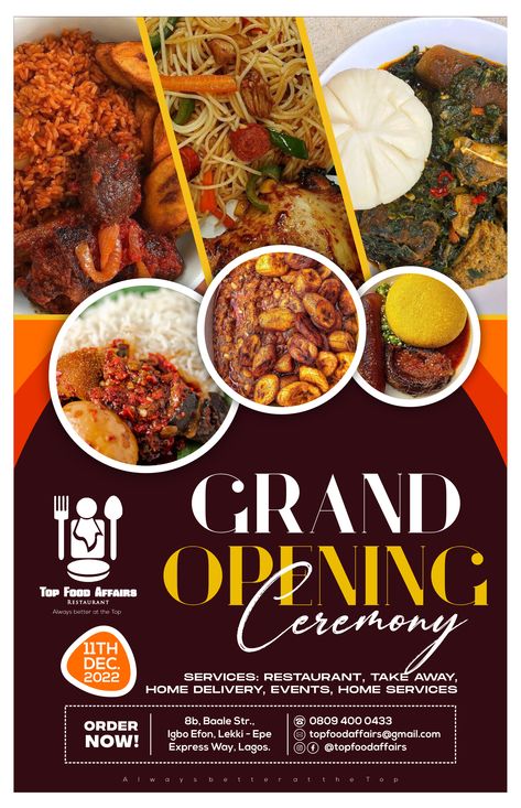 Grand Opening Restaurant Poster, Restaurant Poster Design Ideas, Restaurant Opening Invitation, Restaurant Flyers, Grand Opening Restaurant, Restaurant Opening Poster, Opening Soon Poster Restaurant, Restaurant Flyer Design, Food Flyer Design Ideas