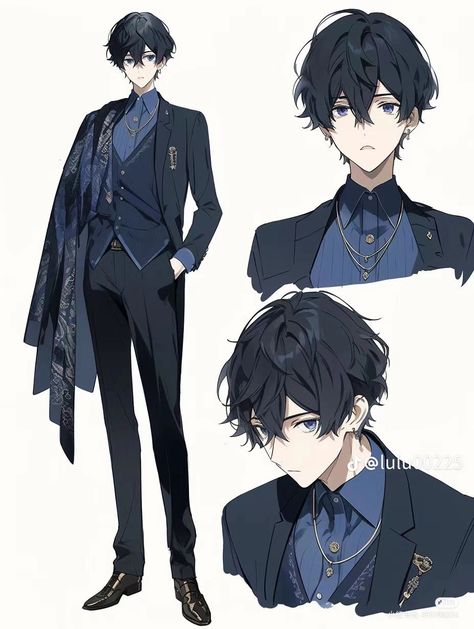 Anime Boy In Suit, References Men, Manhwa Guy, Men Formal Outfit, Suit Drawing, Album Concept, Vtuber Model, Anime Cupples, Oc Drawings