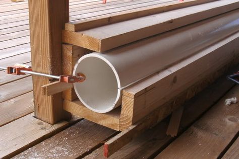 rain gutters #1: LET IT RAIN ! (not today , soon ) - by patron @ LumberJocks.com… Pvc Pipe Gutter, Diy Gutters How To Make, Rain Gutters Drainage Ideas, 9b Gardening, Pvc Gutters, Rain Diverter, Gutter Drainage, Diy Gutters, Zone 8b