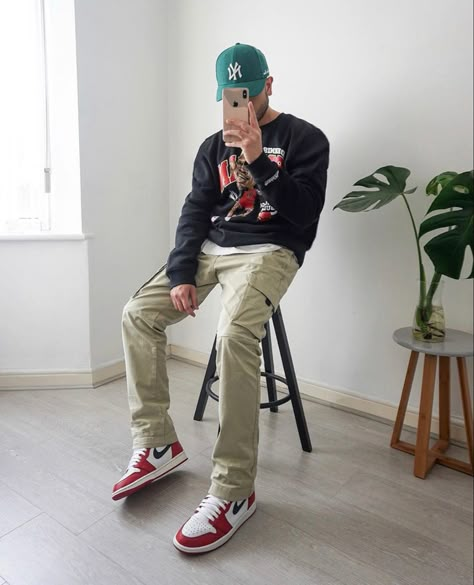 Jordan 1 Low Red Outfit, Red Outfits For Men, Jordan 1 Red Outfit, Jordan 1 Chicago Outfit, Red Jordan 1 Outfit, Outfit With Jordan 1, Jordan 1 Low Outfit, Jordan 1 Outfit Men, Jordan 1 Outfit