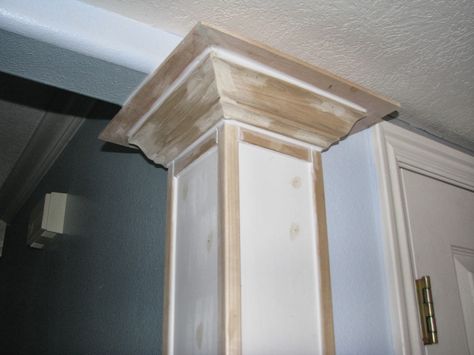 My So-Called DIY Blog: Faux Columns on Corners Faux Columns, Basement Window Replacement, Columns Interior, Beautiful Bungalow, Small Basement Remodeling, Burgundy Walls, Interior Columns, Basement Windows, Basement Plans