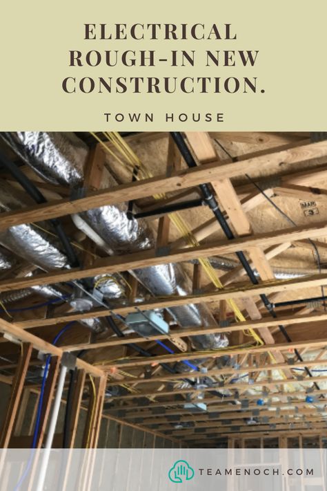 Townhouse new construction electrical rough-in recessed can light. "Rough-in" is a term we use to describe the running of electrical wires and settings of electrical Boxes in a remodel/new construction project before the sheetrock goes up. #Texas #teamenoch Rough In Electrical Wiring, Electrical Wires, Breaker Panel, Electrical Services, Can Light, Water Heaters, Electric Water Heater, Can Lights, Electrical Wiring