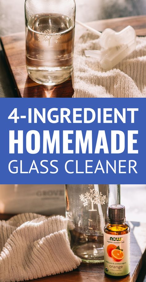 The BEST Homemade Glass Cleaner (4 Ingredients) -- truly the best dang homemade window cleaner you will try... This DIY glass cleaner is easy, streak free & non-toxic, AND it’s just 4 ingredients! | glass cleaner recipe | cleaning ideas | cleaning products | cleaning hacks | cleaning tips | essential oil recipes #cleaning #cleaningtips #essentialoils Homemade Window Cleaner, Window Cleaner Recipes, Diy Window Cleaner, Glass Cleaner Recipe, Diy Glass Cleaner, Window Cleaning Tips, Homemade Glass Cleaner, Window Cleaner Homemade, Cleaner Recipes