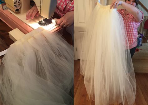 How To Make A Long Tulle Skirt, Layered Tulle Skirt Diy, Diy Long Tulle Skirt, Long Tule Skirt, Tulle Skirt Diy, Make A Tulle Skirt, Tulle Skirt Pattern, How To Make A Tulle Skirt, Tulle Dress Diy