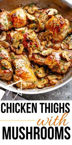 Garlic Mushroom Chicken Thighs, Chicken Thighs With Mushrooms, Mushroom Chicken Thighs, Garlic Mushroom Chicken, Chicken Thighs Dinner, Chicken Thights Recipes, Chicken Thighs Mushrooms, Easy Chicken Thigh Recipes, Chicken Thigh Recipes Crockpot