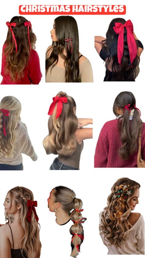 Christmas hairstyles!!! ❤️🤍💚🎁🎄🌨️ #hair#hairstyles#christmas#christmashairsules#winter#aesthic#preppy#preppyvibes#hairinspo#trending#viral#fyppppppppppppppppppppppppppppppppppppppppppppppppppppppppp Preppy Christmas Hairstyle, Hairstyles For Long Hair For Christmas, Hair Inspo Christmas, Easy Christmas Hairstyles For Kids Short Hair, Long Winter Hair, Christmas Hairstyles Ideas, Hair Styles For Christmas Party Easy, Christmas Dinner Hairstyles, Christmas Hairstyles With Ribbon