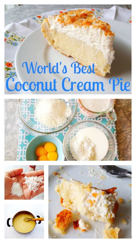 The World's Best Coconut Cream Pie Recipe Ever | Today's Mama Coconut Cream Pies, Best Coconut Cream Pie, Coconut Cream Pie Recipes, Coconut Dessert, Cream Pies, Coconut Pie, Coconut Custard, Cream Pie Recipes, Coconut Cream Pie