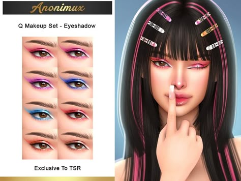 The Sims Resource - Q Makeup Set - Eyeshadow Sims 4 Cc Makeup Skin, Sims 4 Eyeshadow Cc, Sims 4 80s, Sims 4 Eyeshadow, Monster High Makeup, Eyeshadow Liner, Sims Makeup, Sims 4 Cc Makeup, Sims Games