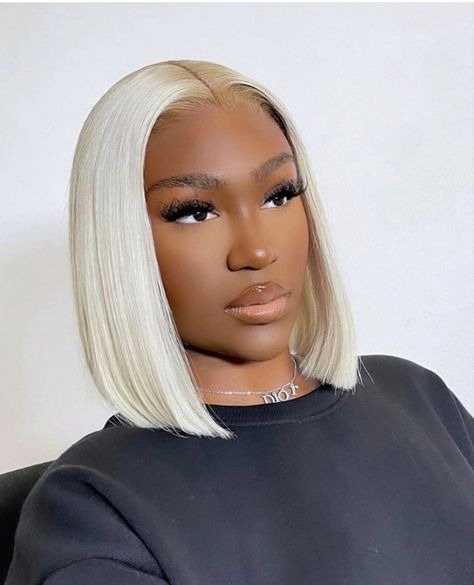 #blondeondarkskin #blondefrontal #blondefrontal #613bundles #straightwig #frontalwig #blackgirl #blackgirlwithblondehair #blondebob #frontalbob Dark Skin Blonde Hair, Grad Hair, Wig Straight, Birthday Hair, Straight Bob, Blonde Bobs, Nails Coffin, Human Hair Wig, Baddie Hairstyles