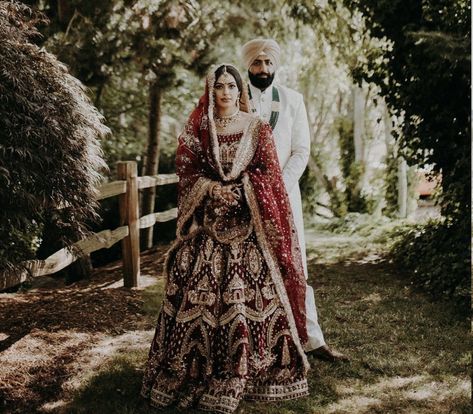 Punjabi Wedding Lengha Maroon, Anand Karaj Lehenga, Punjabi Wedding Lengha Bridal Lehenga, Sikh Bride Lengha, Punjabi Wedding Suit Bridal Sikh Bride, Punjabi Bride Lehenga, Punjabi Wedding Lengha, Traditional Punjabi Bride, Punjabi Bridal Lengha