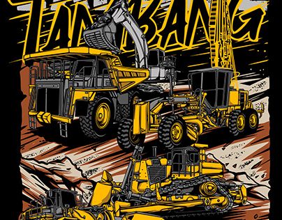 Excavator Tattoo Ideas, Rakel Sablon, Mining Tools, Mining Logo, Iron Worker, Truk Besar, Cartoon Cars, Vintage Logos, T Shirt Design Template