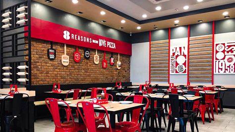 Pizza Place Interior Design, Pizza Hut Interior, Pizza Restaurant Design Interior Ideas, Pizza Store Design, Pizzeria Design Interior, Pizza Restaurant Design Interior, Pizza Interior Design, Pizza Restaurant Design, Pizzeria Interior