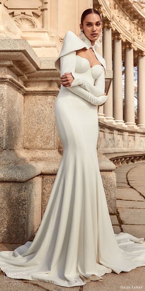 Weddinginspirasi.com featuring - galia lahav spring 2024 couture bridal strapless sweetheart neckline clean minimalist fit flare sheath wedding dress chapel train long sleeve jacket (10) mv -- Galia Lahav Spring 2024 Couture Wedding Dresses #wedding #weddings #bridal #weddingdress #weddingdresses #bride #fashion #collection:Amor #label:GaliaLahav #season:Spring/Summer #week:162023 #year:2024 ~ Galia Lahav Wedding Dress 2023, Wedding Dresses 2024 Trend, Galia Lahav Ball Gown Wedding Dress, Wedding Dress Galia Lahav Haute Couture, Kim Kassas Wedding Dresses 2024, Avant Garde Wedding Dress, Civil Dress, Galia Lahav Wedding Dress Euphoria, Haute Couture Bridal