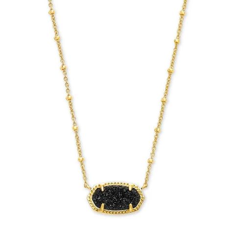 Kendra Scott Black Necklace, Kendrick Scott Necklace, Black Kendra Scott Necklace, Kendra Scott Necklace Black, Bday Basket, Quince Gifts, Short Gold Necklace, Kendra Scott Elisa, Cc Beanie