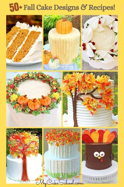 Fun Fall Cake Ideas, Fall Harvest Cake Ideas, Easy Fall Birthday Cake Ideas, Fall Cakes Designs, Quick Cake Designs, Fall Cakes Autumn, Fall Decorated Cakes Simple, Thanks Giving Cake Design, Fall Birthday Cake Ideas For Women